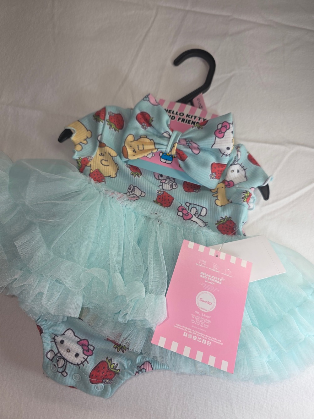Hello Kitty Mint Strawberry Print Baby Romper - Picture 7 of 12